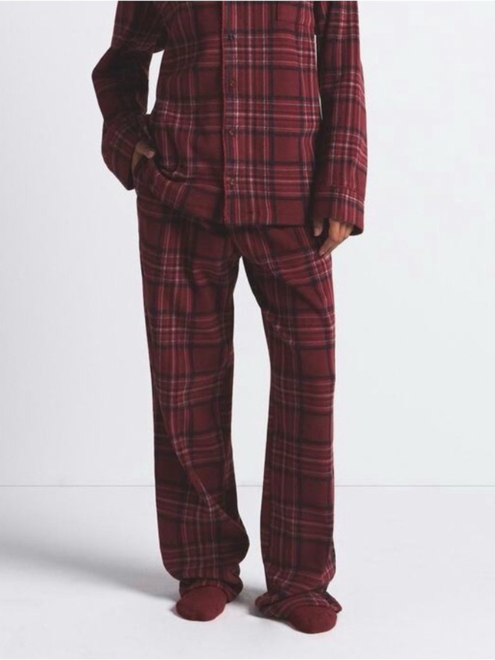 SKIMS Flannel Sleep Oversized Pajama Pant Merlot Plaid small